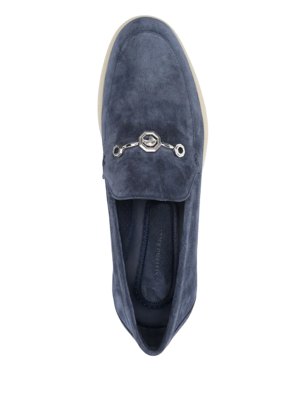 Stefano Ricci Chain-detail Suede Loafers In Blue