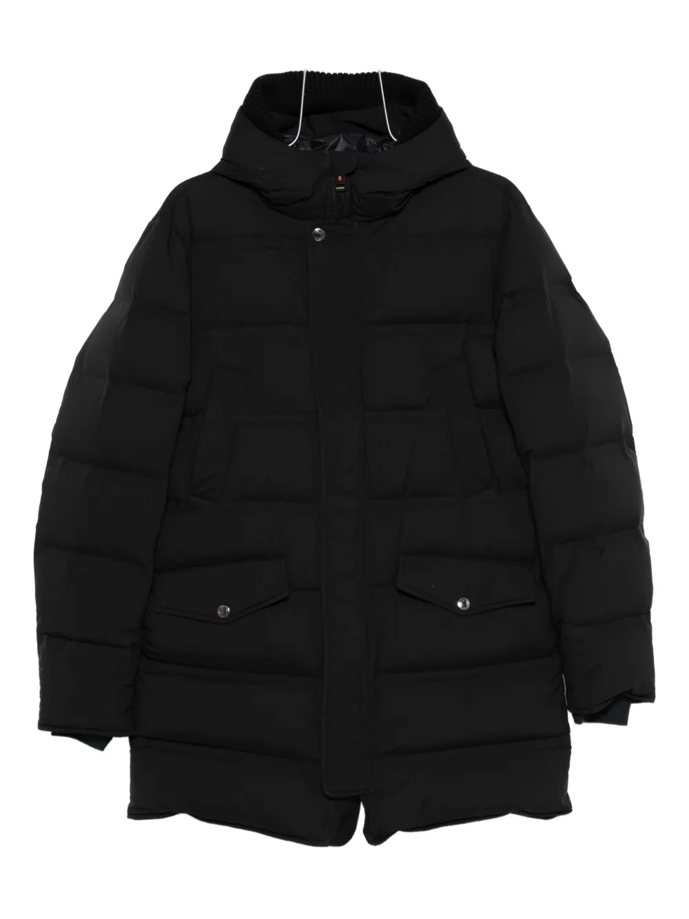 Kired Hooded Quilted Coat In Black