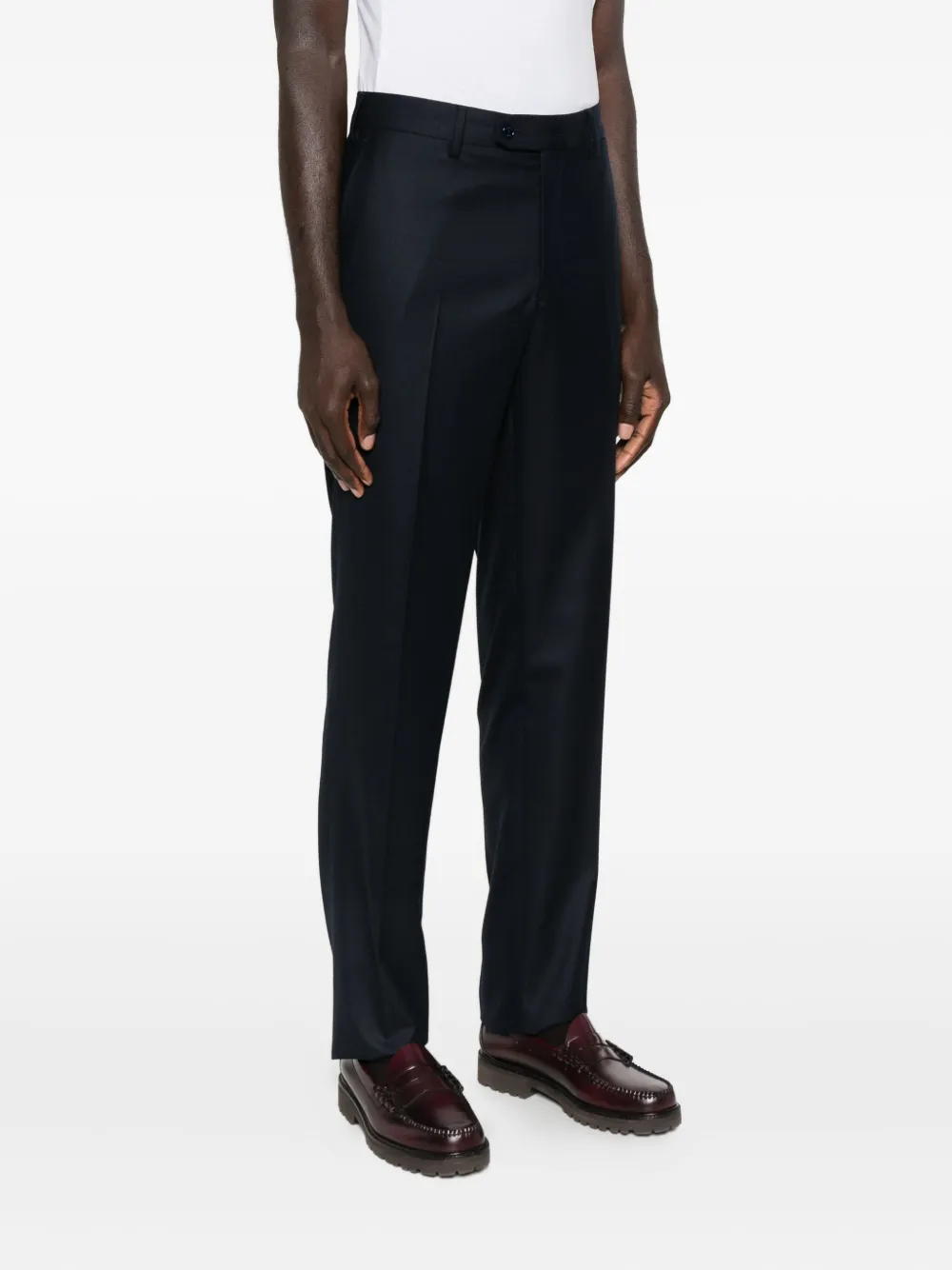 Stefano Ricci Pressed-crease Wool Trousers In Blue