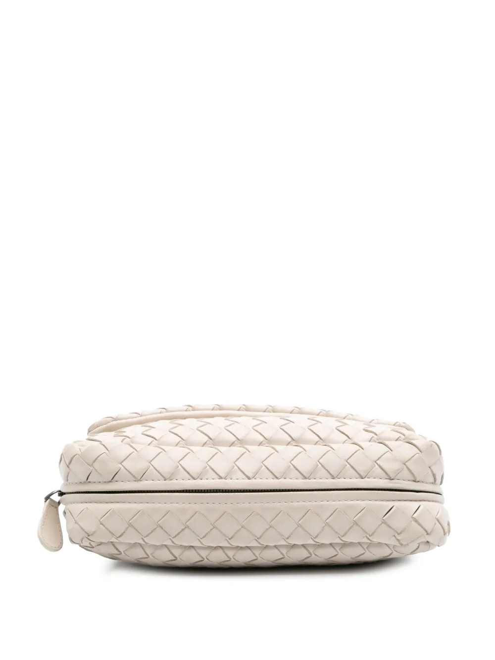 Pre-owned Bottega Veneta 2012-2025 Mini Nappa Intrecciato Expandable Chain Flap Crossbody Bag In White
