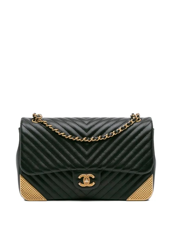 Flap Chevron Handbag Chanel Black Chevron Leather Small Classic