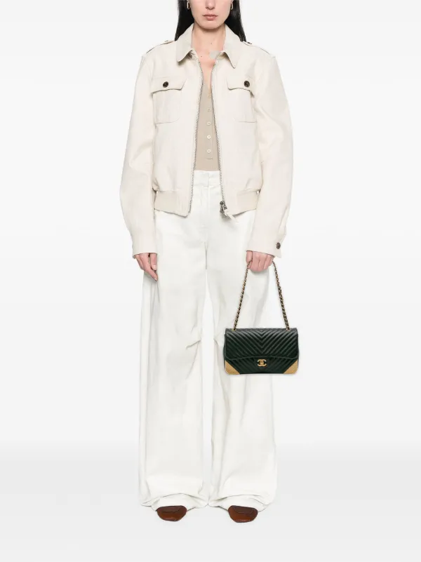 CHANEL Pre-Owned 2018 Calfskin Chevron Rock The Corner Flap Shoulder Bag  Black FARFETCH SK