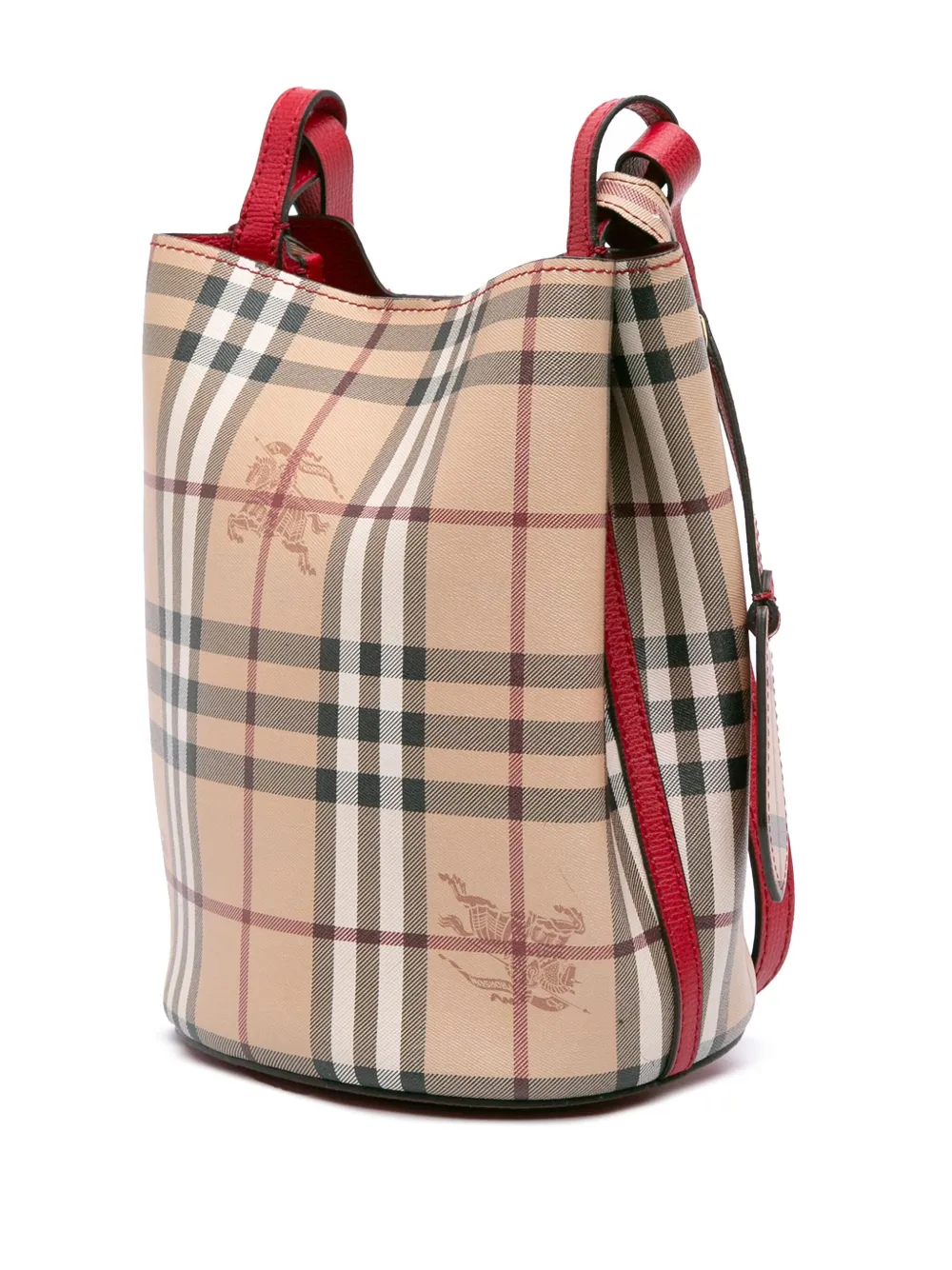 Pre-owned Burberry 2000-2017 Haymarket Check Coated Canvas Lorne Bucket Bag In Brown