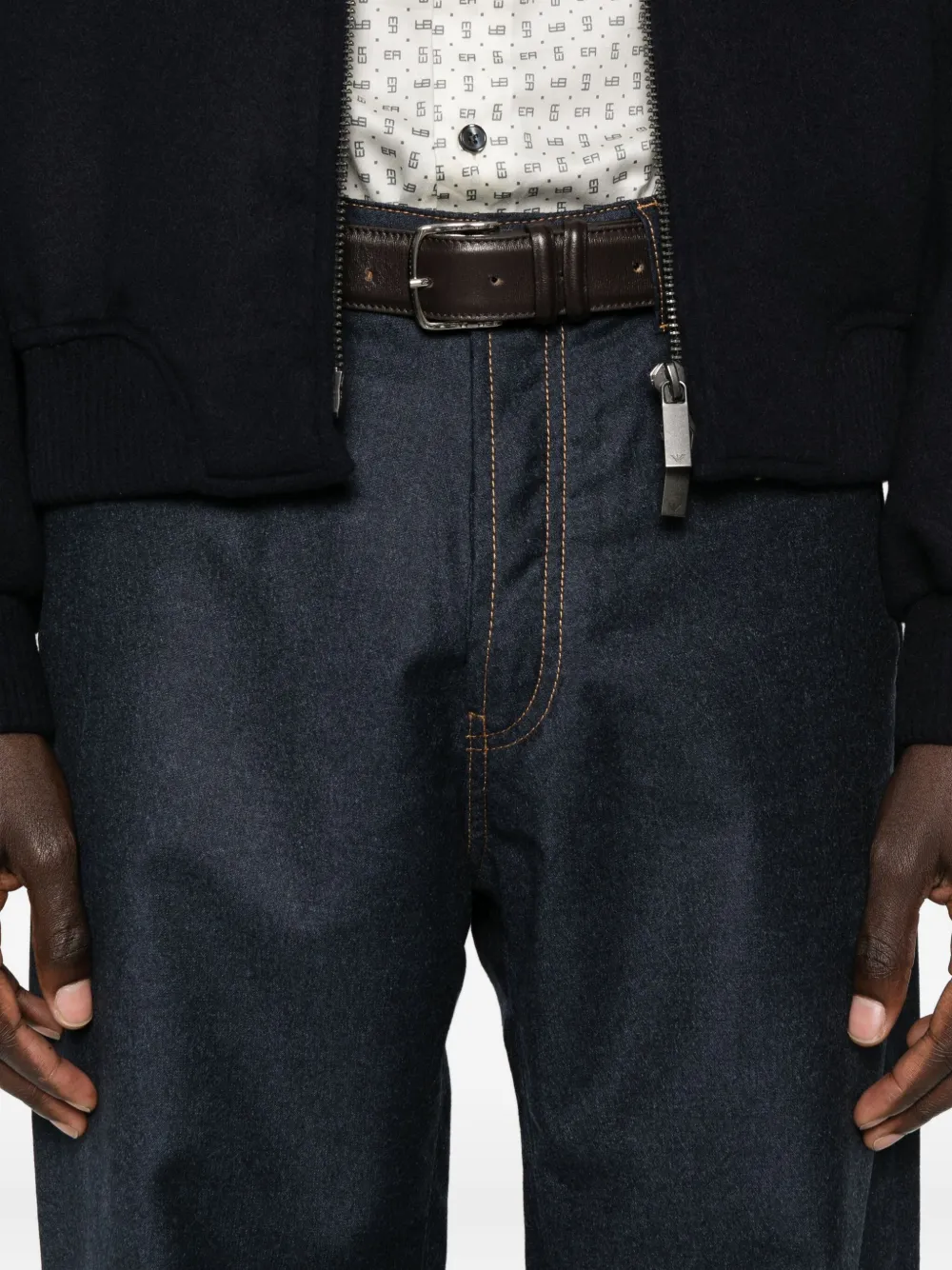 Emporio Armani Straight broek met stiksels Blauw