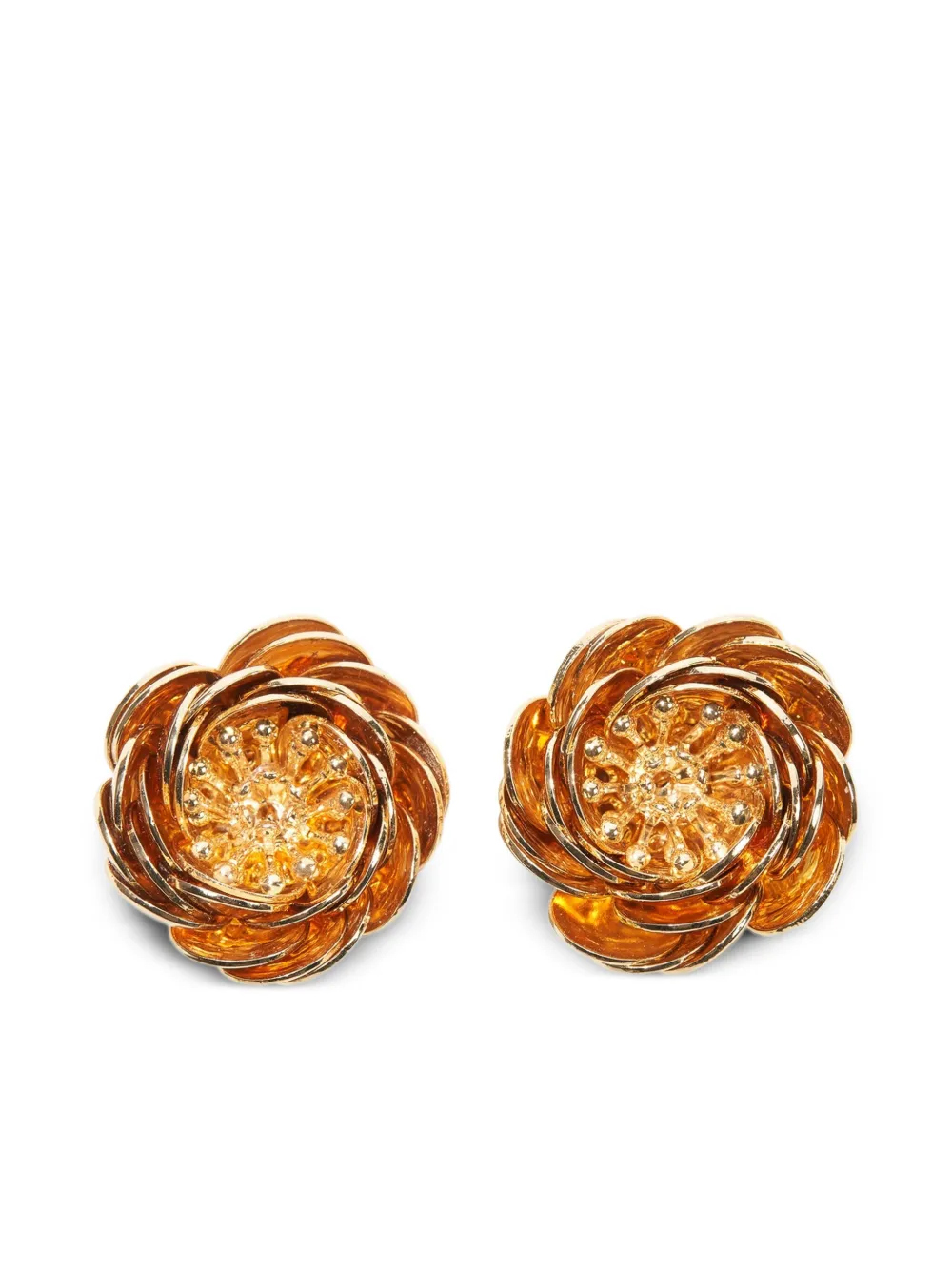 Carolina Herrera Flower Earrings In Orange