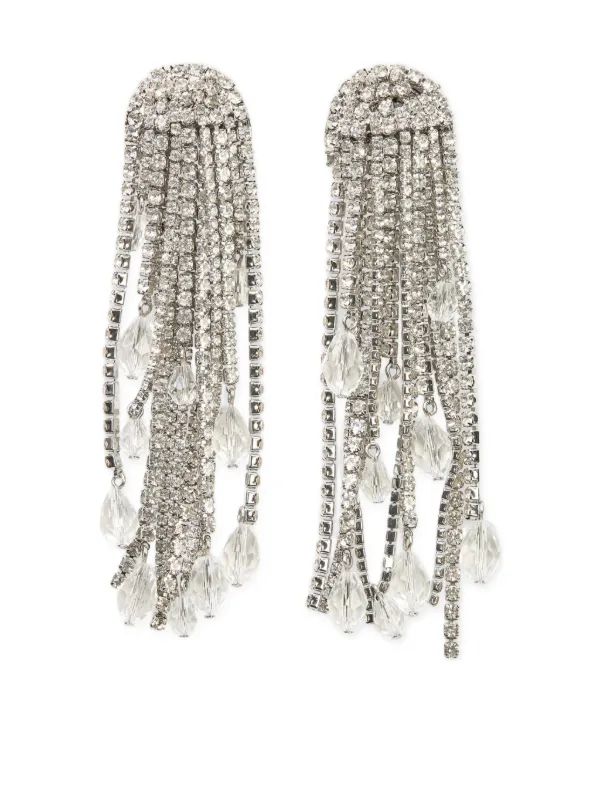 Carolina Herrera Teardrop Tassel Earrings in Silver