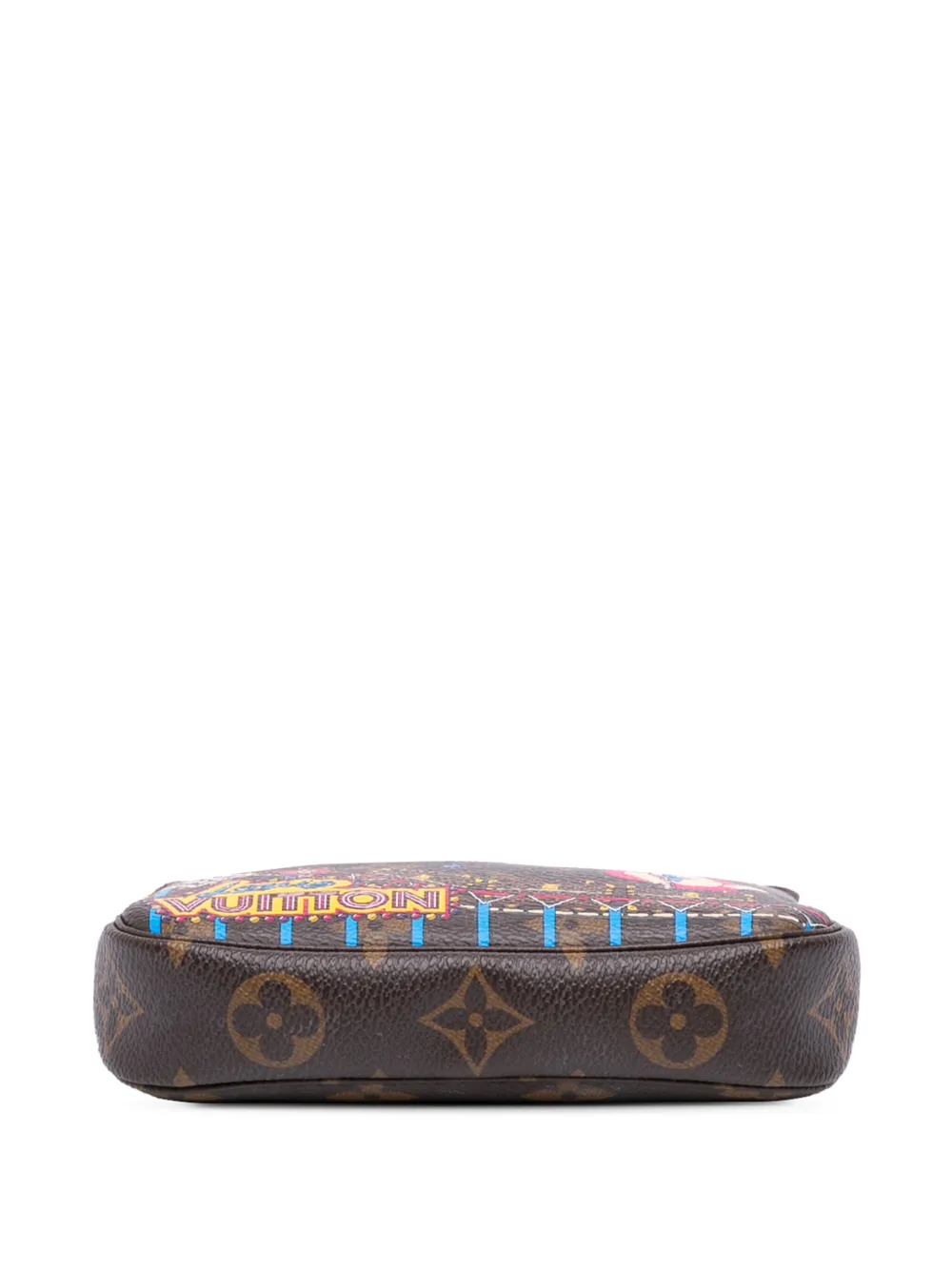 Pre-owned Louis Vuitton 2020 Monogram Vivienne Christmas Roller Coaster Mini Pochette Accessoires Handbag In Brown
