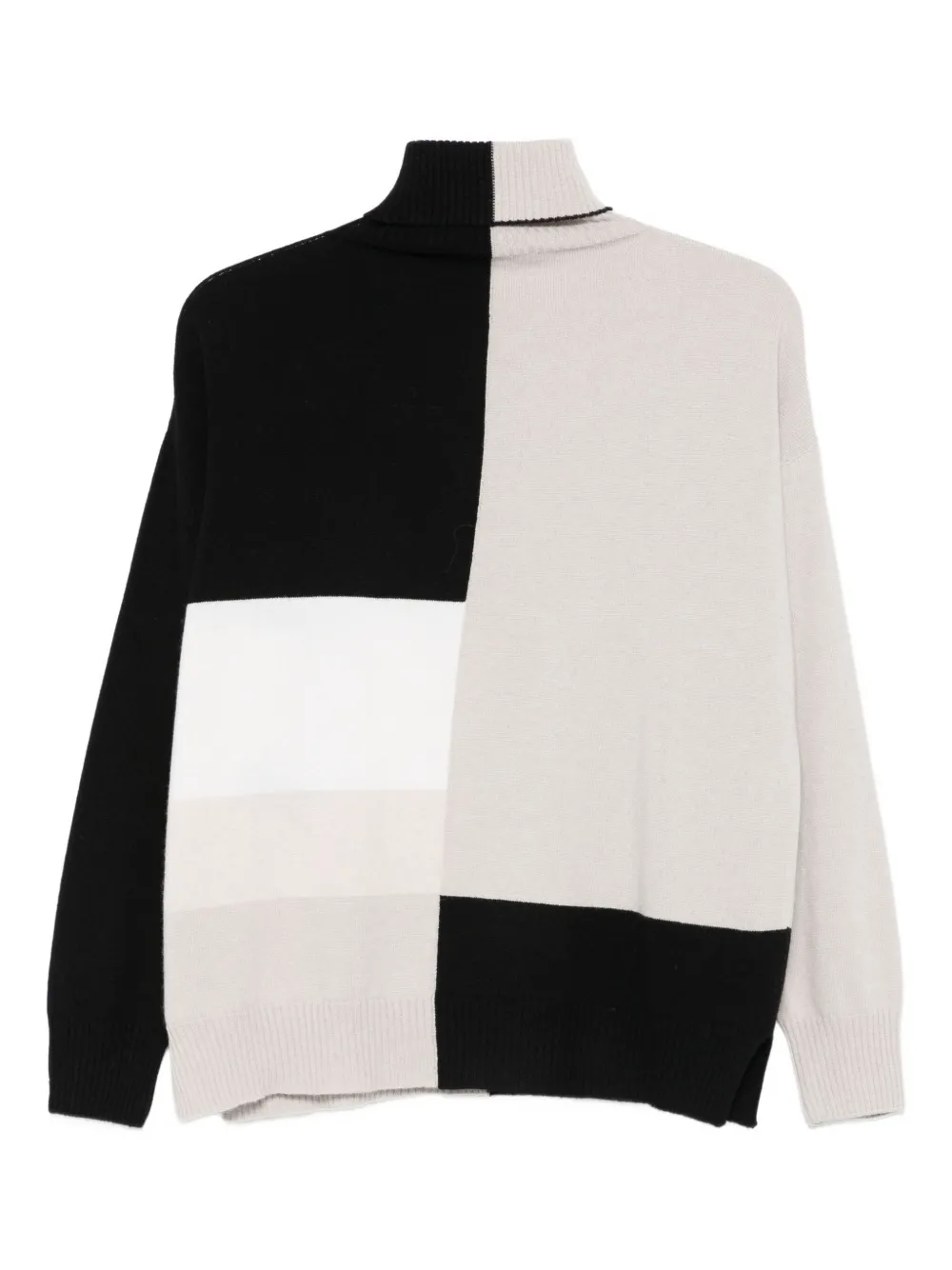 D Exterior Colour-block Turtleneck Jumper In Neutral