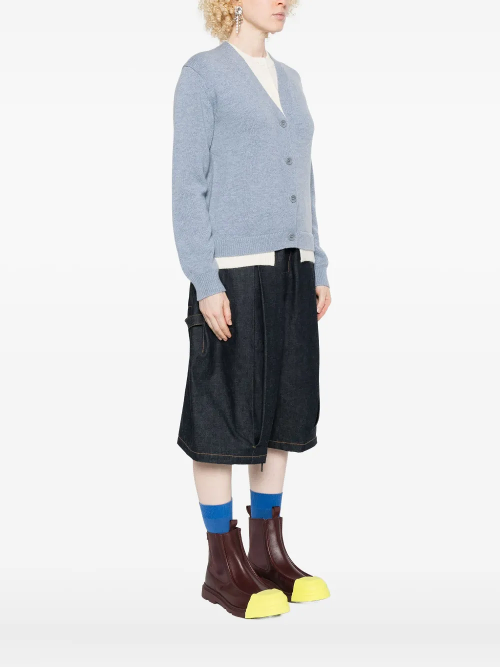 Jw Anderson Button-front Layered Cardigan In Blue