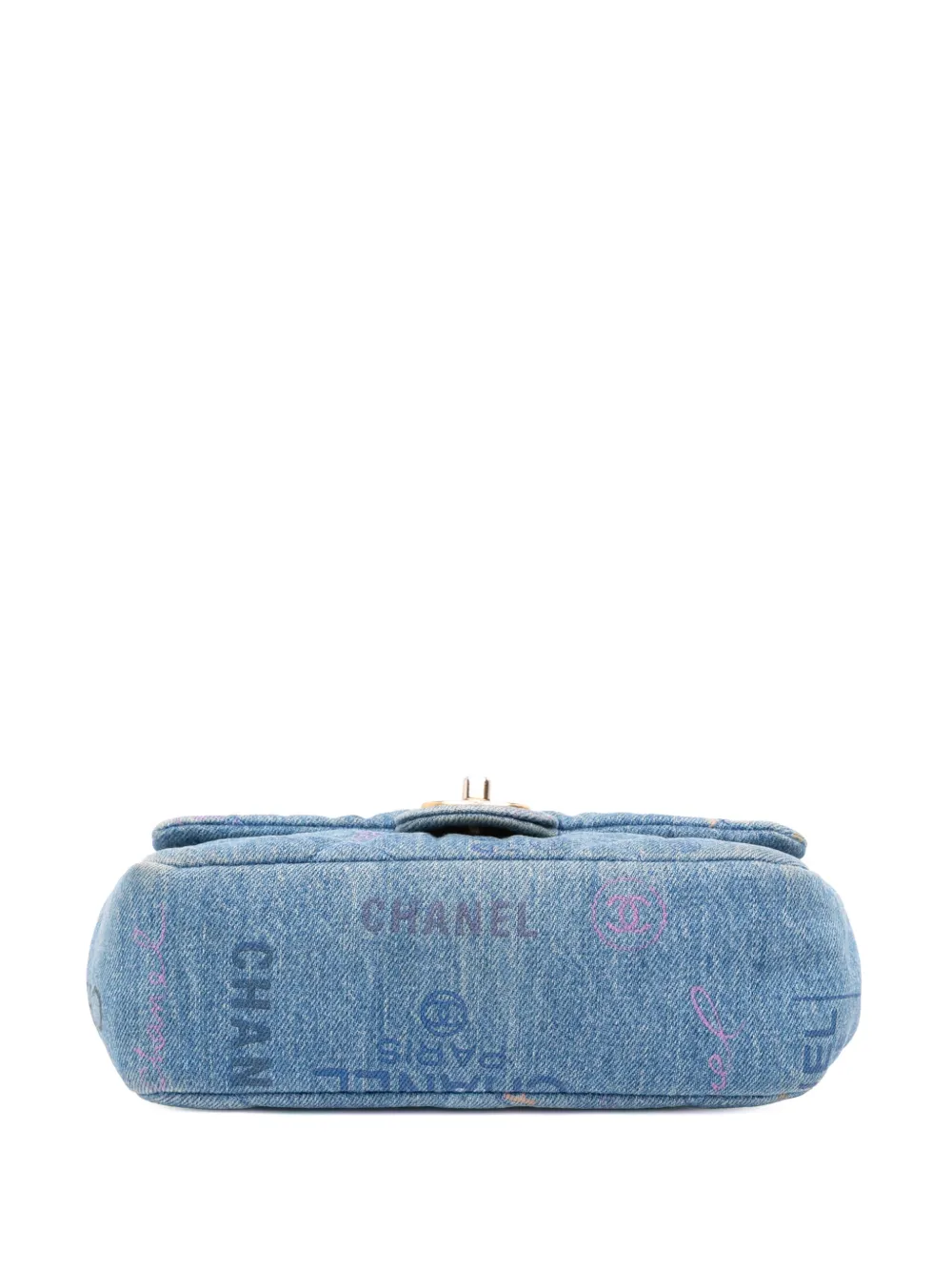 Pre-owned Chanel 2021-2025 Mini Rectangular Quilted Denim Mood Flap Crossbody Bag In Blue