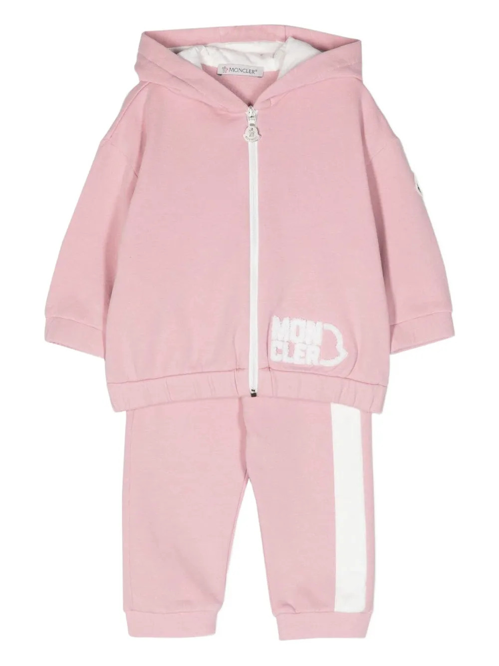 MONCLER GRENOBLE KIDS logo-patch side-stripe tracksuit (set of two) Roze