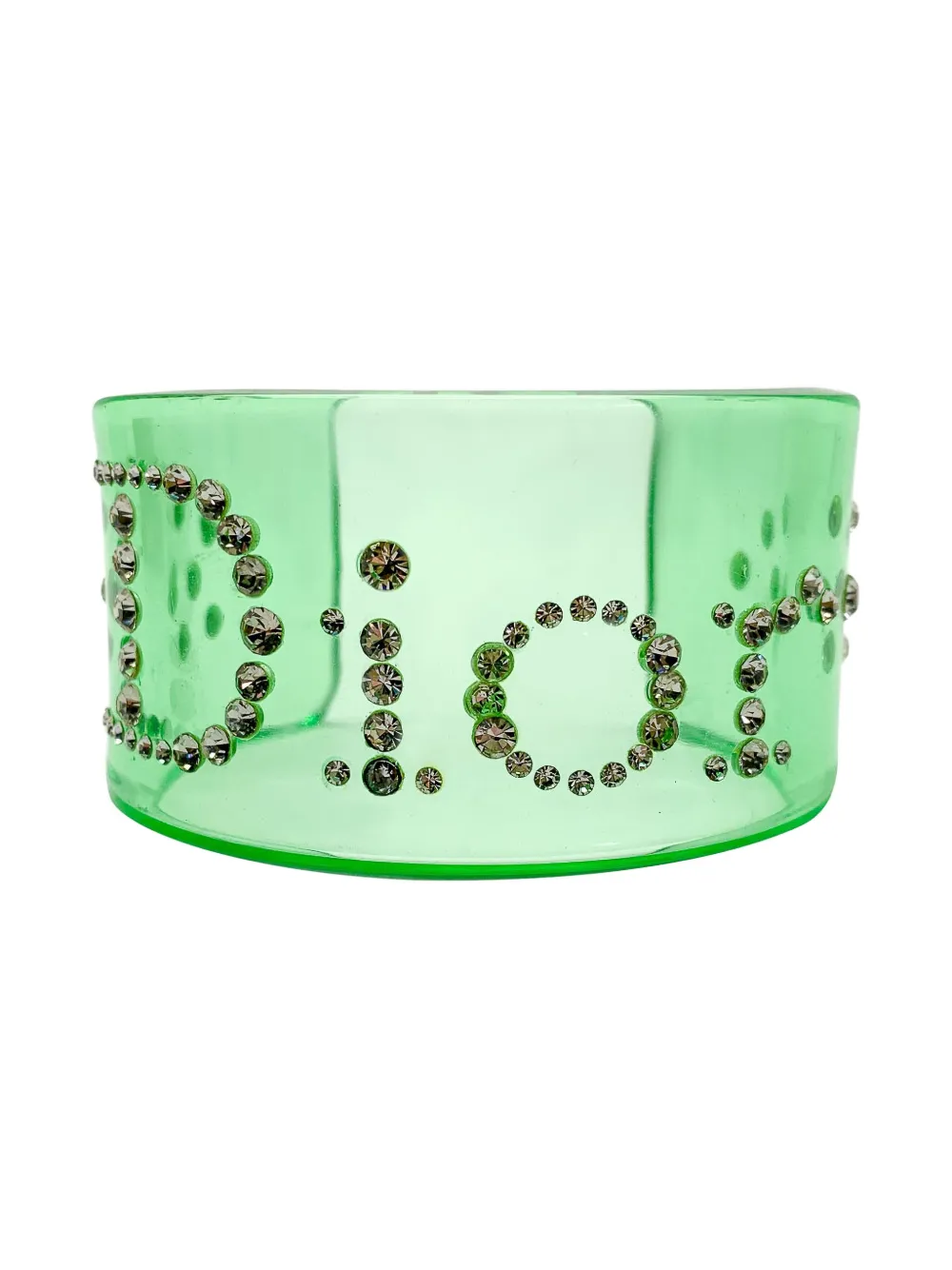 Christian Dior Pre-Owned 1990s crystal-embellished cuff bracelet | Green | Image 1