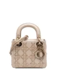 Christian Dior Pre-Owned 2020 Mini Beaded Metallic Lambskin Cannage Lady Dior satchel - Gold