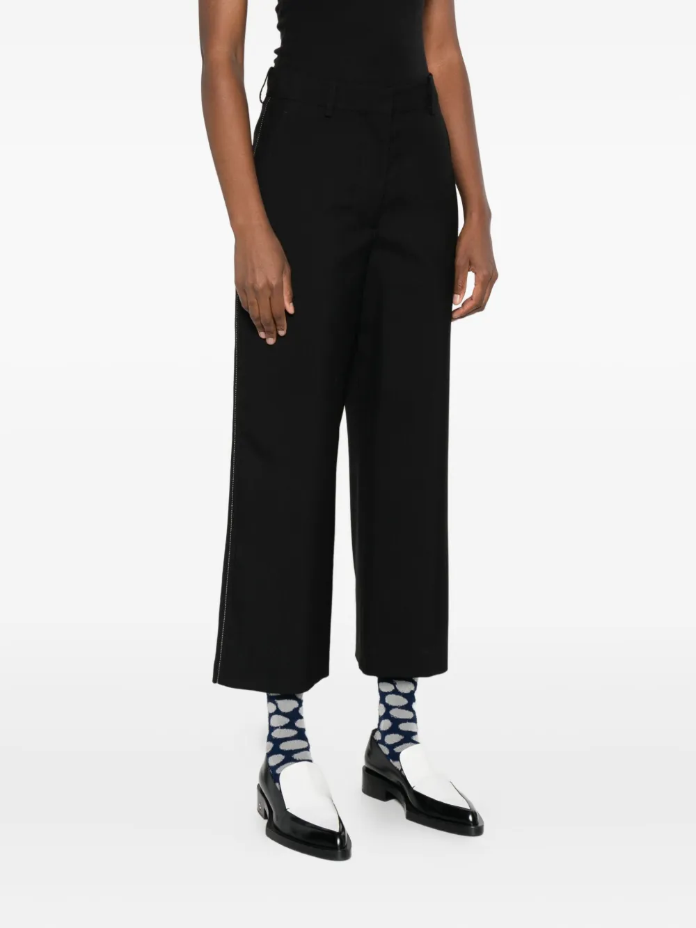 Marni Hosen Side-stripe Cropped Trousers In Black