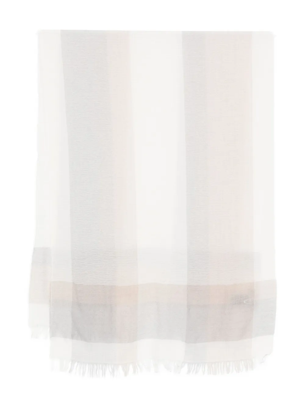 D Exterior Striped Fringed Scarf In White