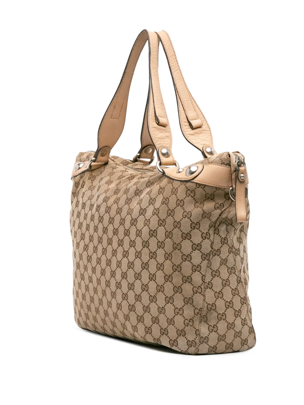 Pre-owned Gucci 2016-2025 Large Gg Canvas Icon Bit Satchel In Brown