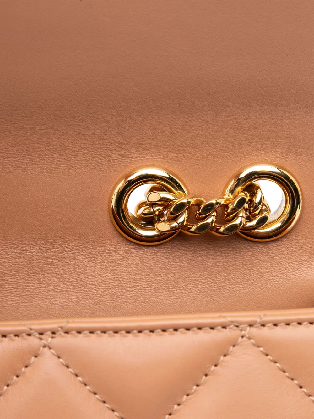 GUCCI チェーンショルダーバッグ GGミニショルダーバッグ レザー ベージュ Gucci Pre-Owned 2016-2025 ミニ レザー デコチェーン ショルダー