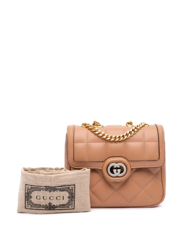GUCCI チェーンショルダーバッグ GGミニショルダーバッグ レザー ベージュ GUCCI＊OPHIDIA GG SUPER MINI ショルダーバッグ＊送料込 (GUCCI
