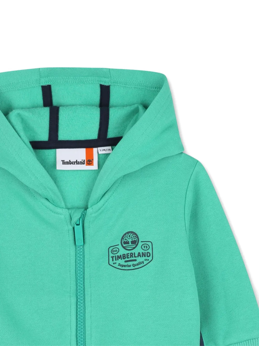 Timberland Logo-print Zip-up Hoodie In Green