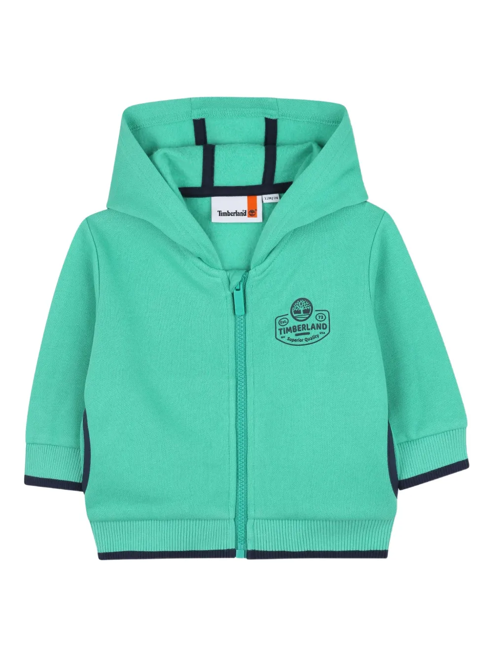 Timberland Kids logo-print zip-up hoodie | Green | Image 1