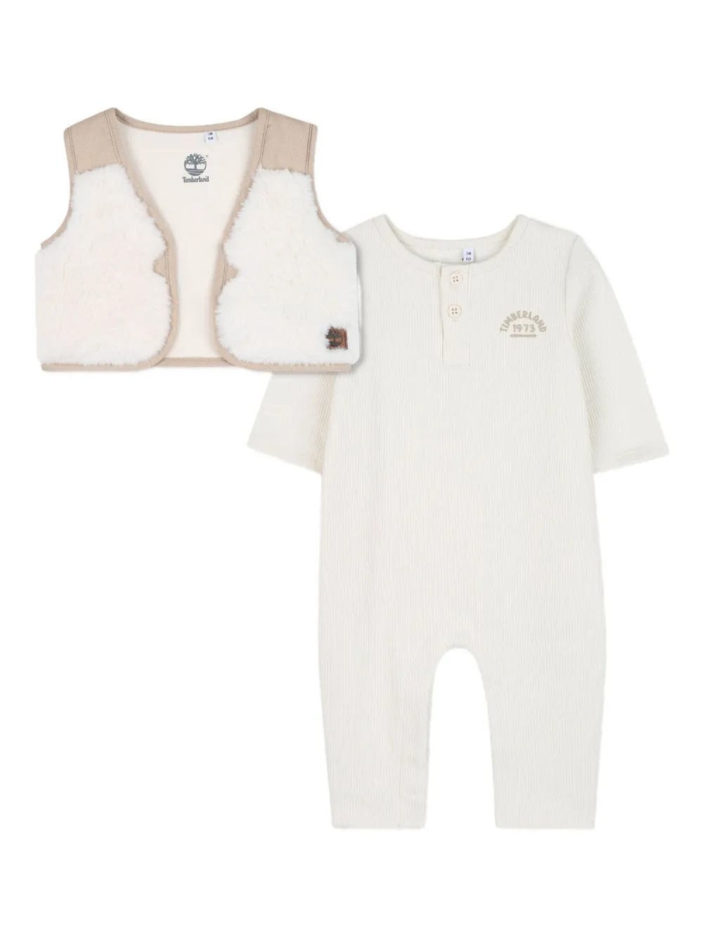 Timberland Kids vest ribbed-romper babygrow set - Nude