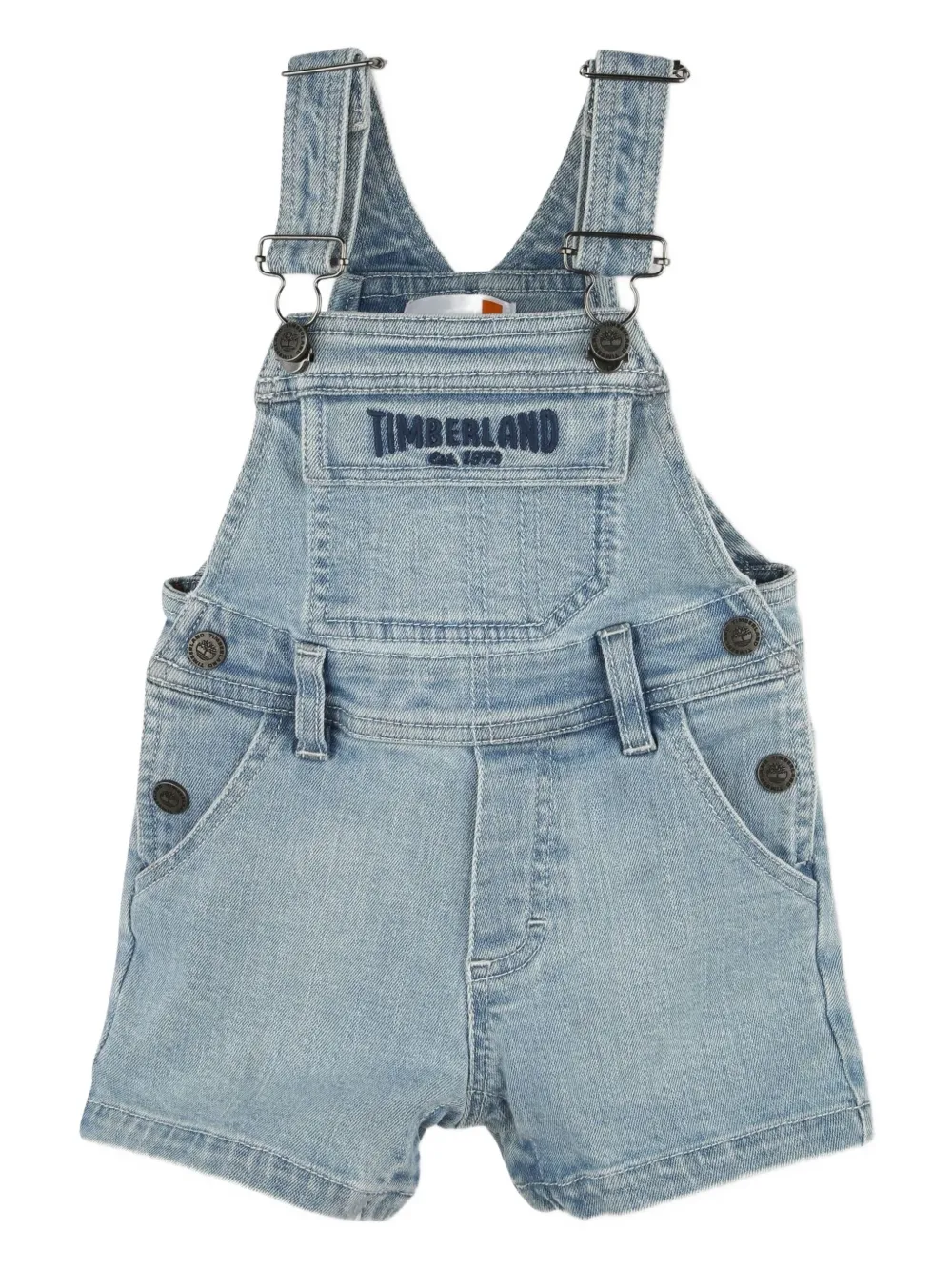 Timberland Kids embroidered-logo denim dungarees | Blue | Image 1