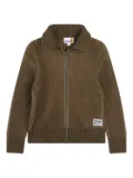 Timberland Kids ribbed zip-up cardigan - Green