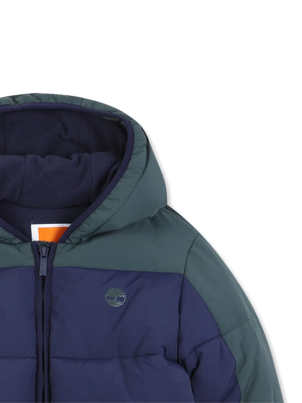 Timberland Kids Gewatteerd jack met colourblocking en capuchon Blauw