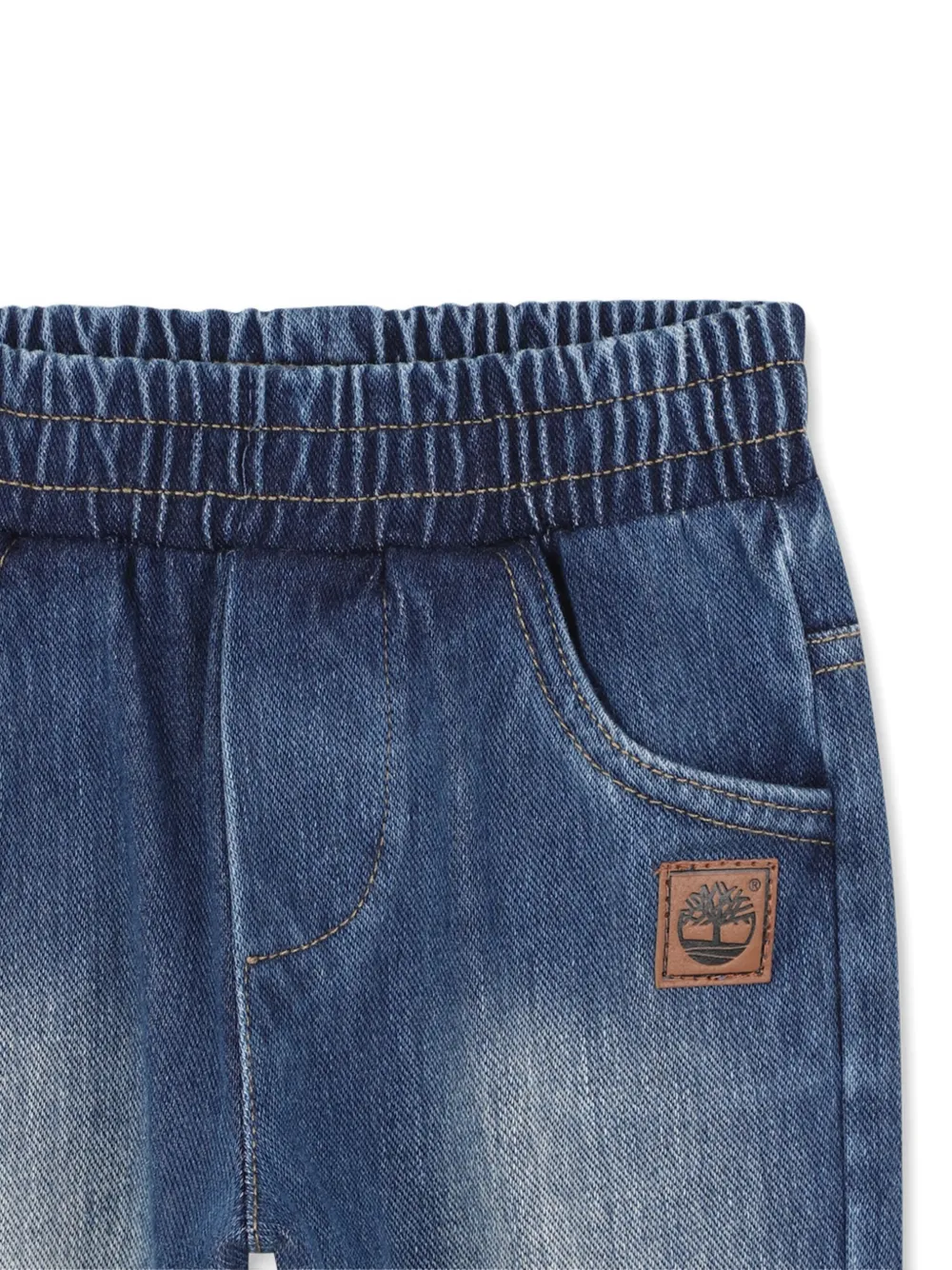 Timberland Kids Jeans met elastische taille en logopatch Blauw