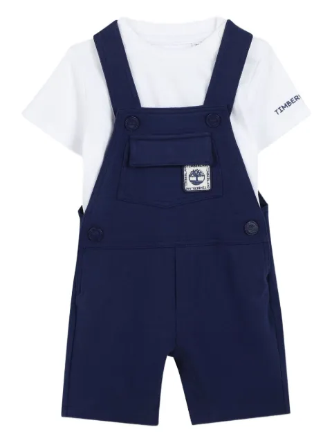 Timberland Kids logo-detail dungarees T-shirt (set of two)