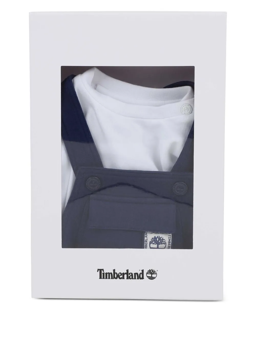 Timberland Kids T-shirt en tuinbroek met logodetail Blauw