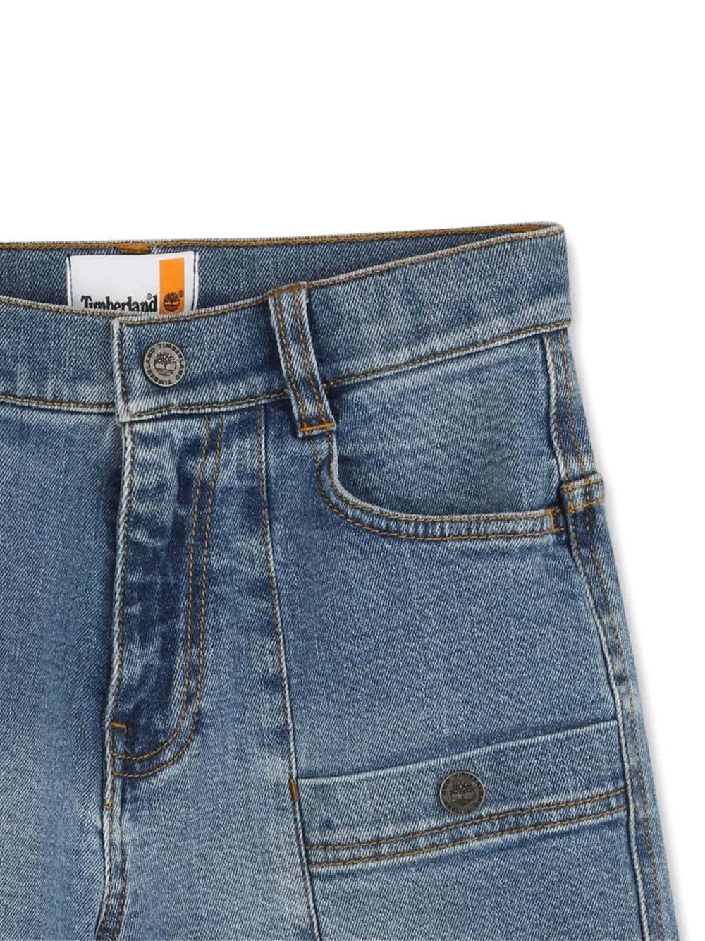 Timberland Kids Spijkershorts met opgestikte zakken Blauw