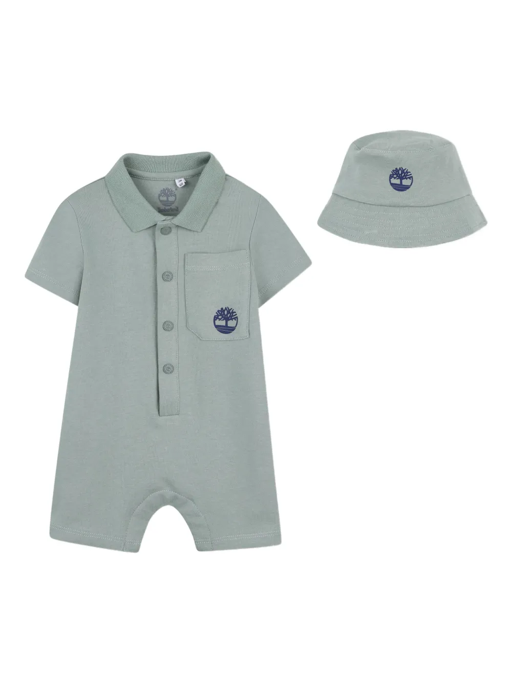Timberland Kids Twee katoenen rompers met polokraag Groen