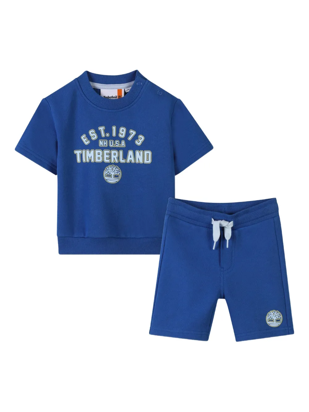 Timberland Kids logo-embroidered ribbed shorts set | Blue | Image 1
