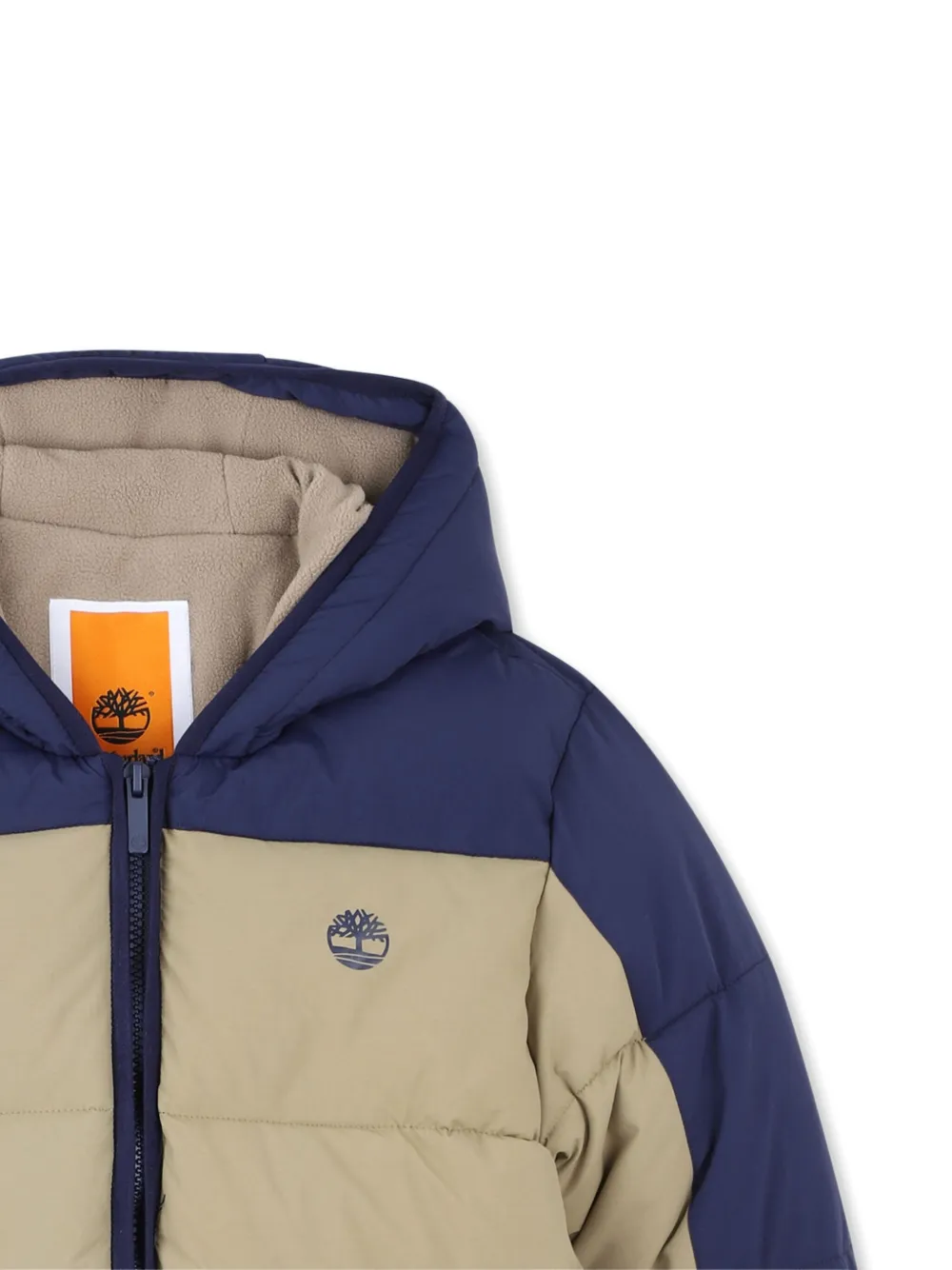 Timberland Kids Gewatteerd jack met colourblocking en capuchon Beige