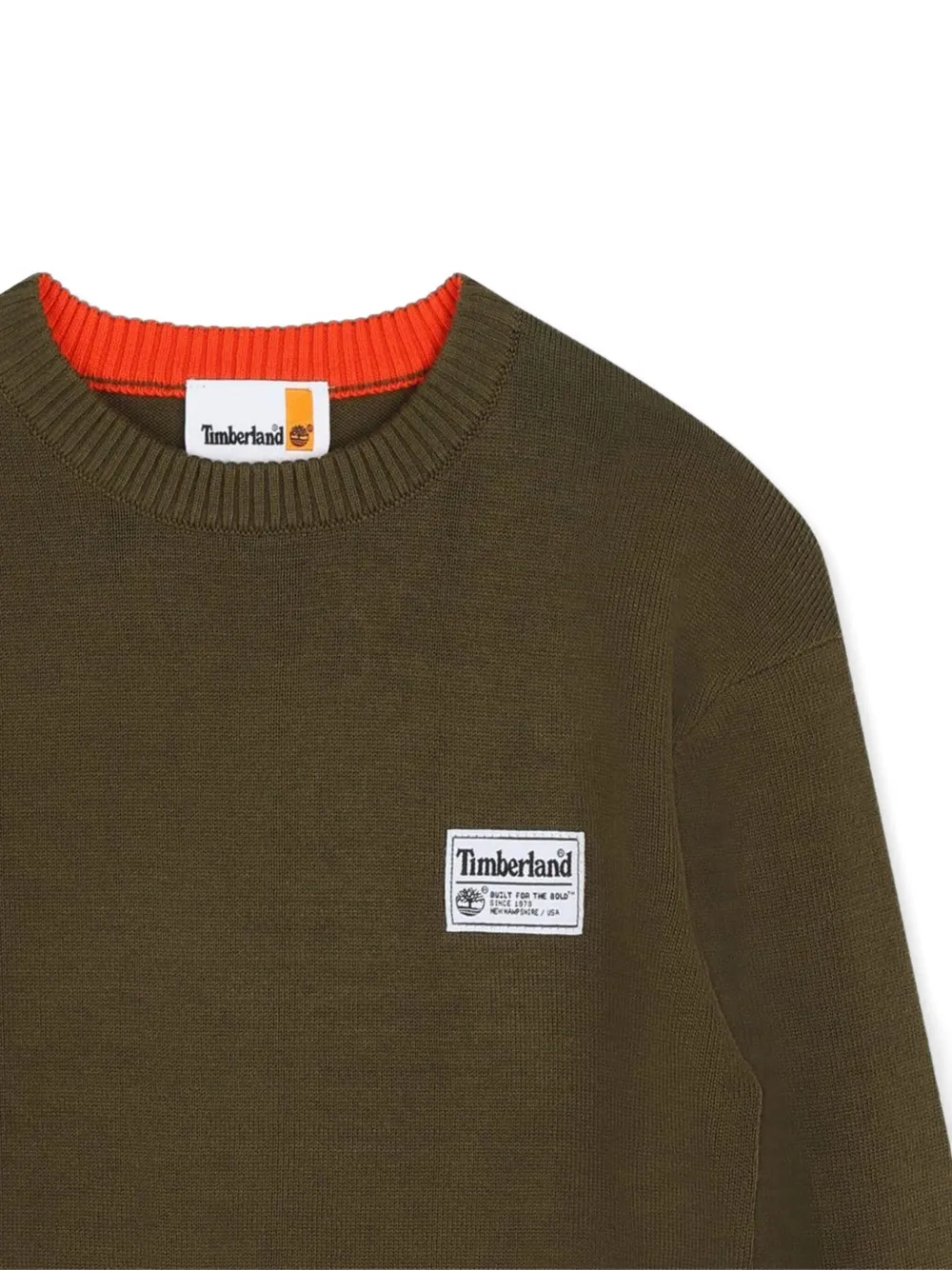 Timberland Kids Pullover met logopatch en ronde hals Groen