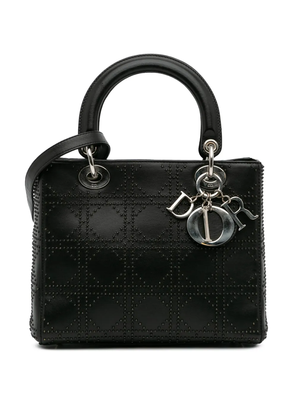 Christian Dior Pre-Owned 2007 Medium Calfskin Cannage Studded Lady Dior satchel | Black | Image 1
