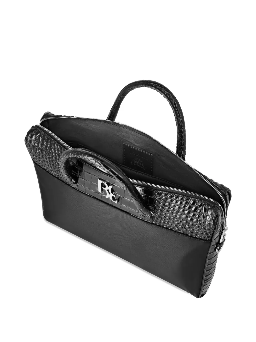 Billionaire Crocodile-effect Briefcase In Black