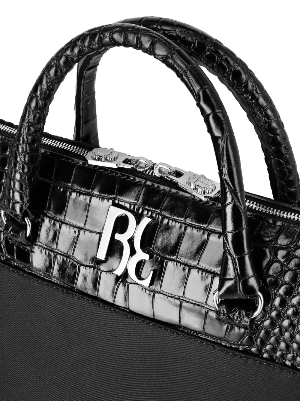Billionaire Crocodile-effect Briefcase In Black