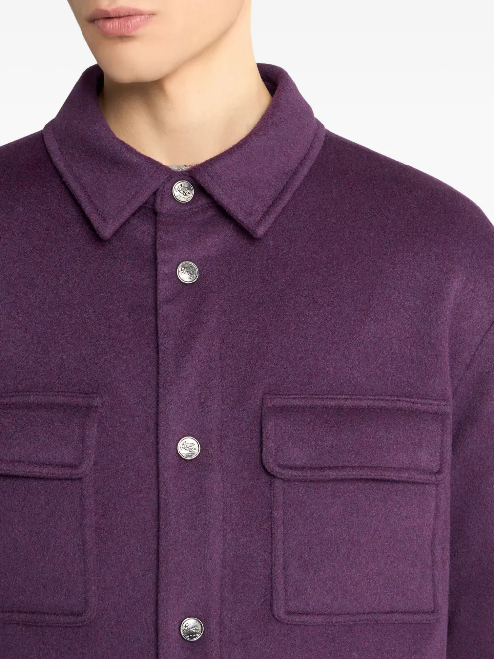 ETRO Kasjmier shirtjack met opgestikte zak Paars