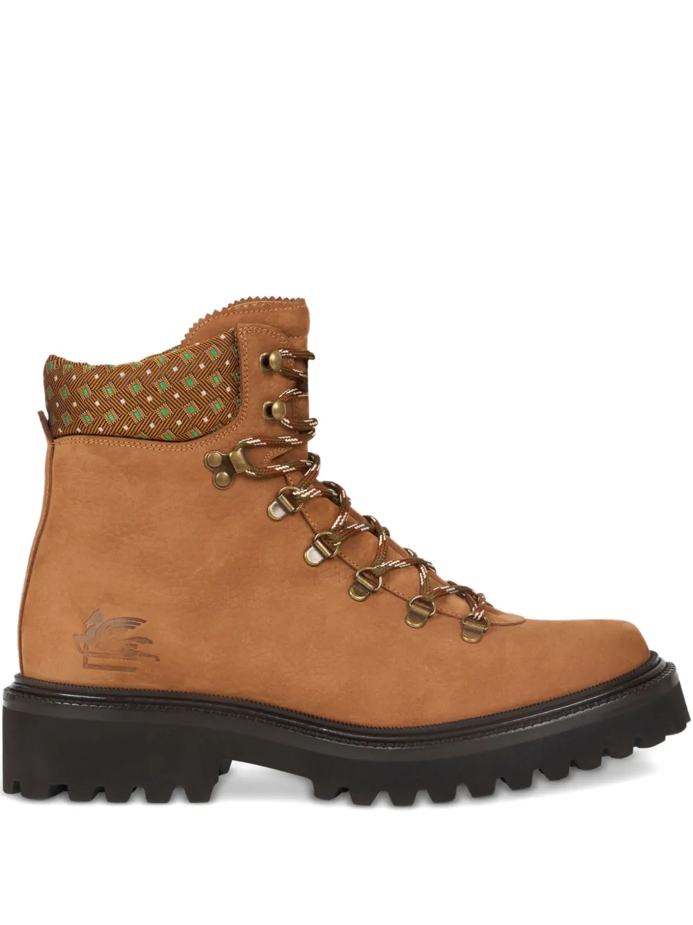 ETRO patterned-collar lace-up boots Brown