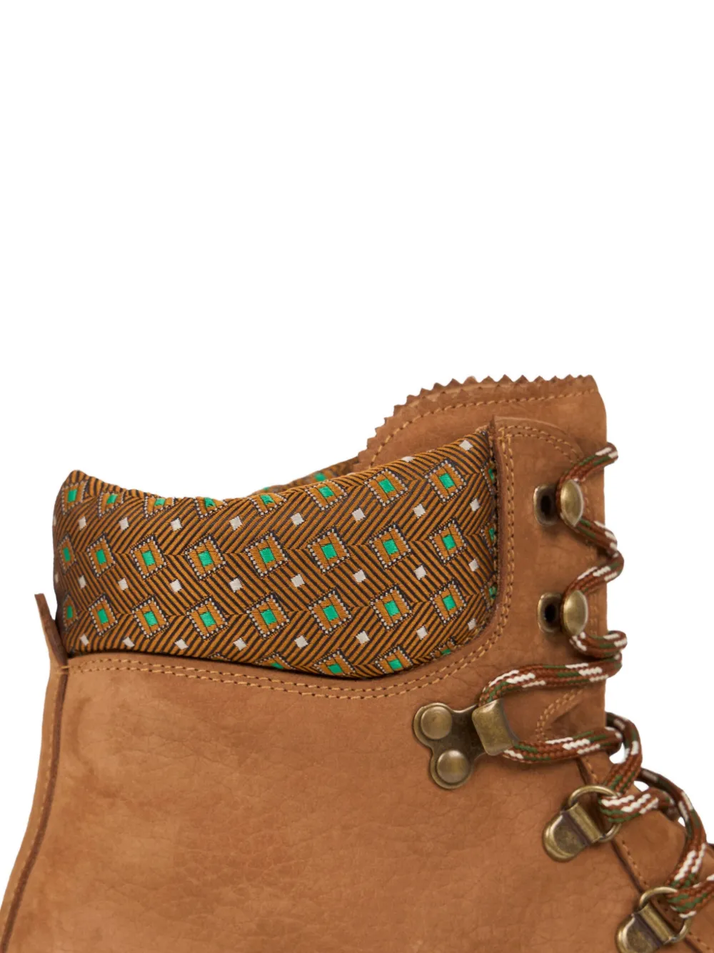ETRO patterned-collar lace-up boots Brown