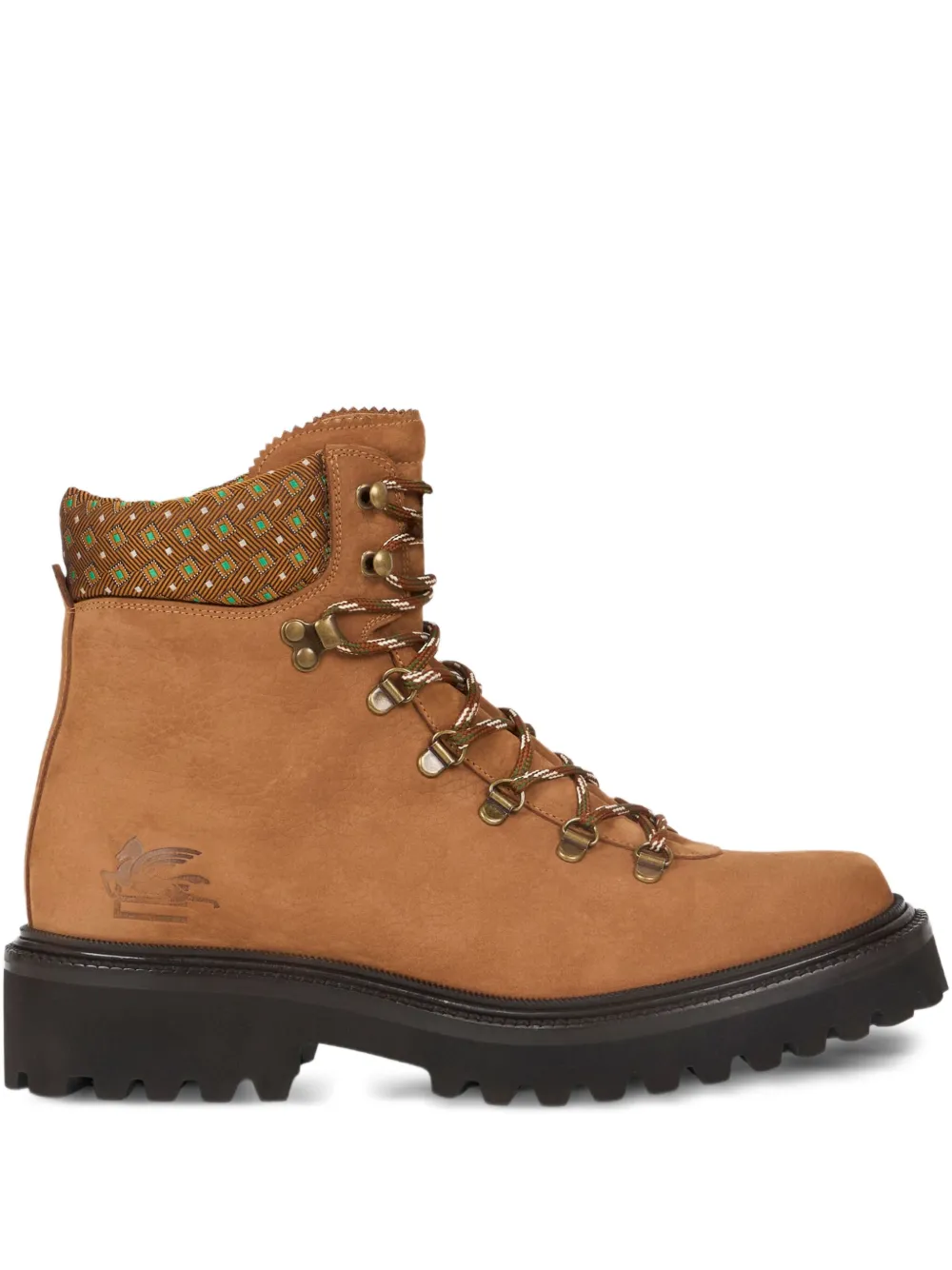 ETRO patterned-collar lace-up boots | Brown | Image 1