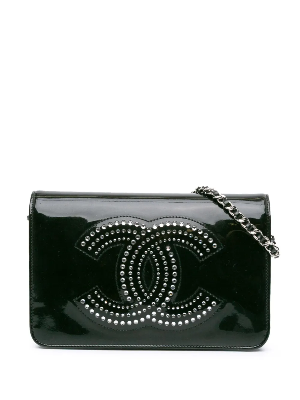 CHANEL Pre-Owned 2009-2010 ココマーク パテント ストラス デコラティブ ウォレットオンチェーン ショルダーバッグ CHANEL Pre-Owned 2009-2010 ココマーク パテント ストラス デコラティブ ウォレットオンチェーン ショルダーバッグ
