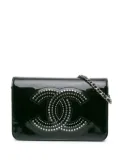 CHANEL Pre-Owned 2009-2010 CC Patent Strass Embellished Wallet On Chain crossbody bag - Black