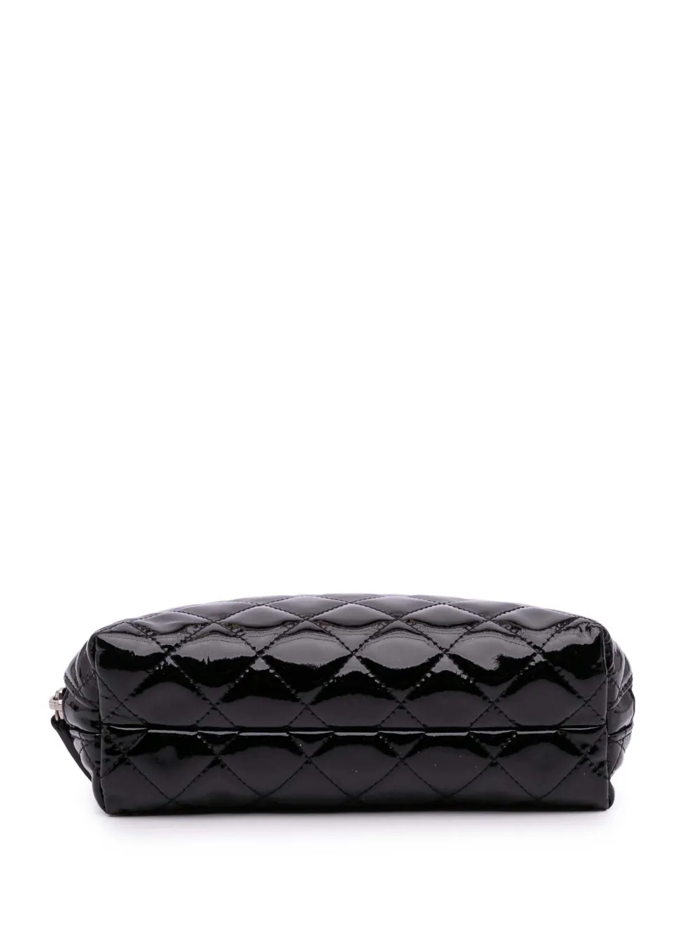 Pre-owned Chanel 2010-2011 Cc Quilted Patent Cosmetic Pouch In Black