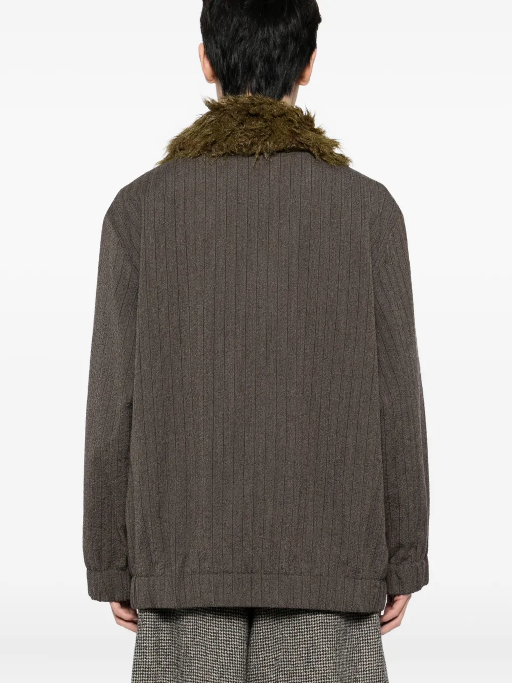 Uma Wang Shirtjack met afwerking van imitatiebont Bruin