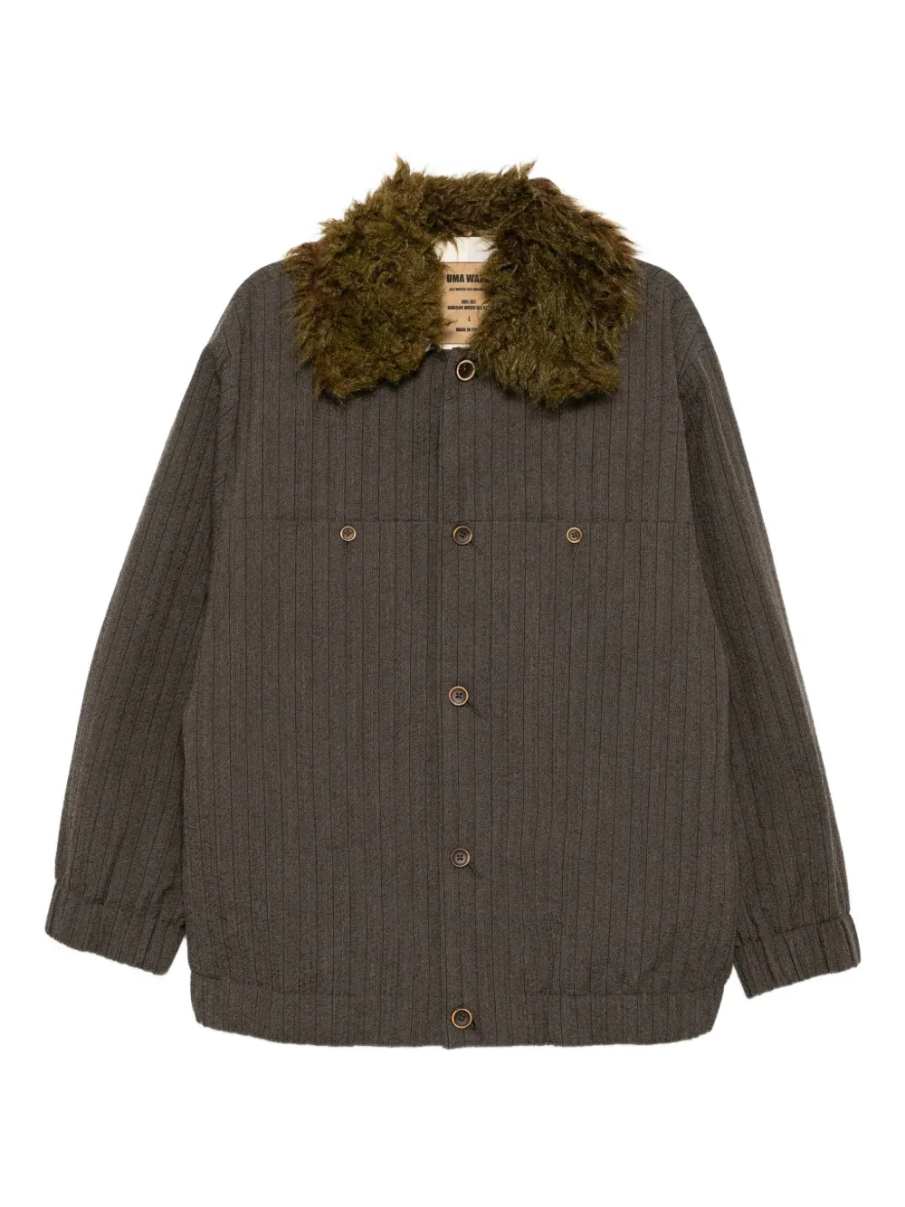 Uma Wang faux fur-trim shirt jacket | Brown | Image 1