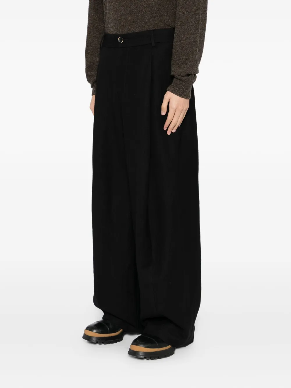 Uma Wang Geplooide broek met zak Zwart