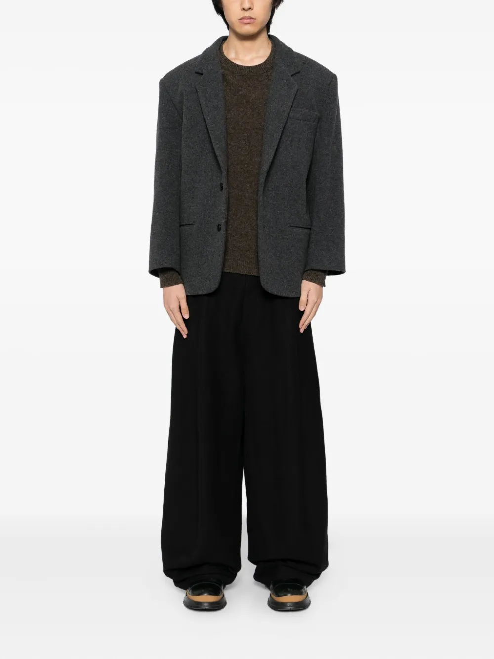 Uma Wang Geplooide broek met zak - Zwart